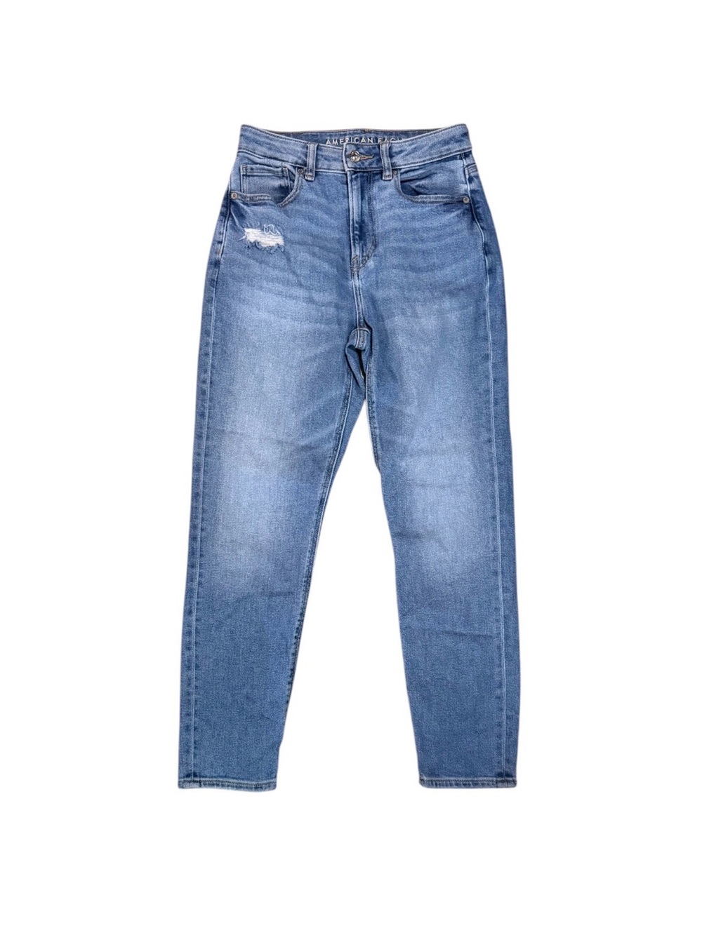American Eagle Mom Jeans Women’s 00 Short High Rise Stretch Distressed